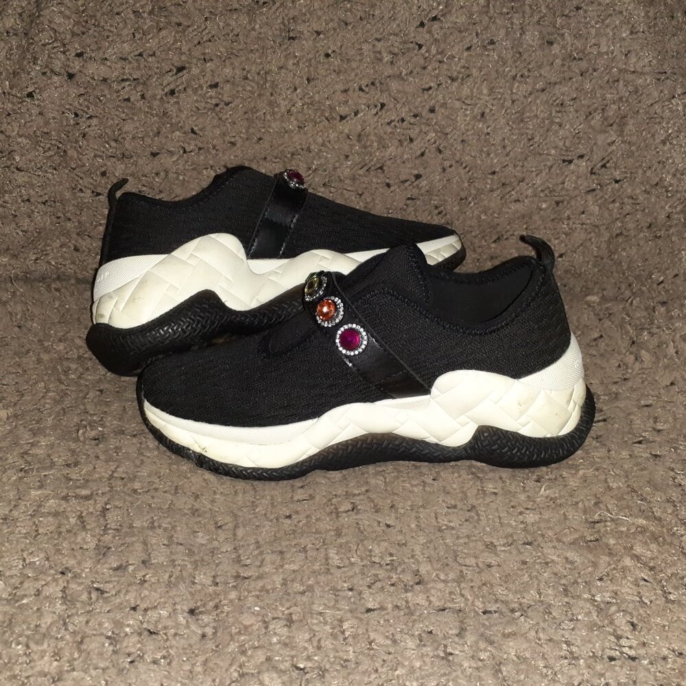 KURT GEIGER LONDON-Knit Jewel-Black-1.5" Platform-Colored Jewels-Sz 6-Excellent - Picture 5 of 8